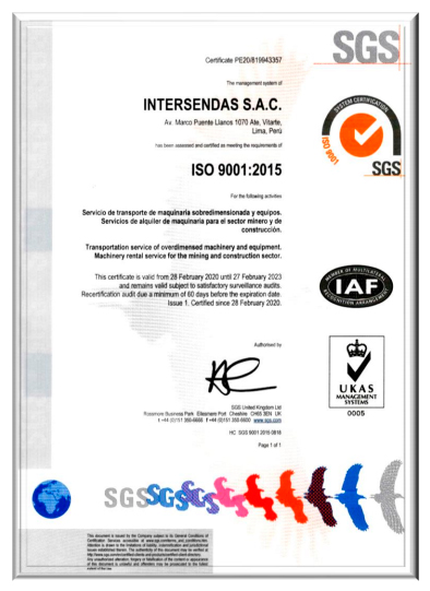 CERTIFICACIONES – Intersendas